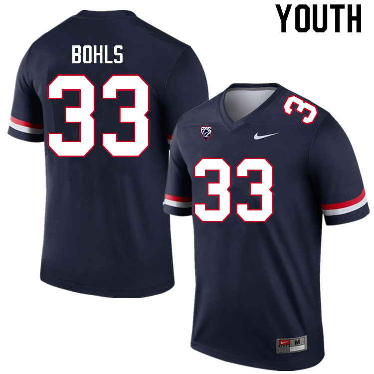 Youth #33 James Bohls Arizona Wildcats College Football Jerseys Sale-Navy